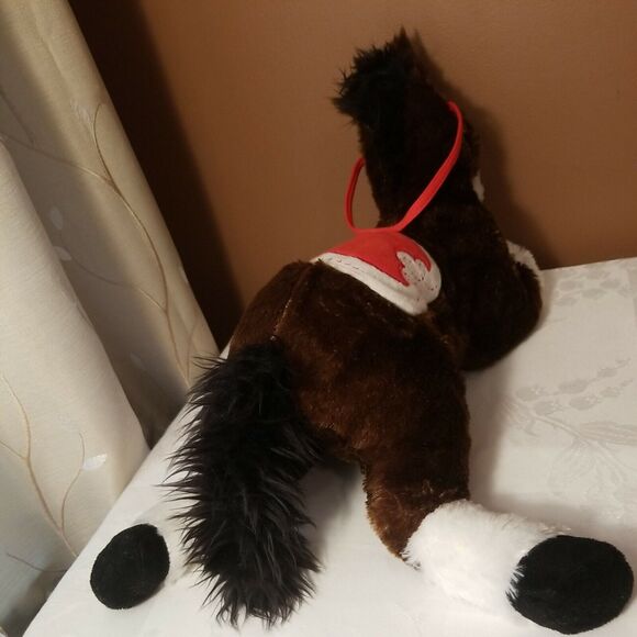 Toys R Us Brown Horse Plush with Red & White Saddle 2013 Stuffed Animal 18” Toy - Picture 4 of 8